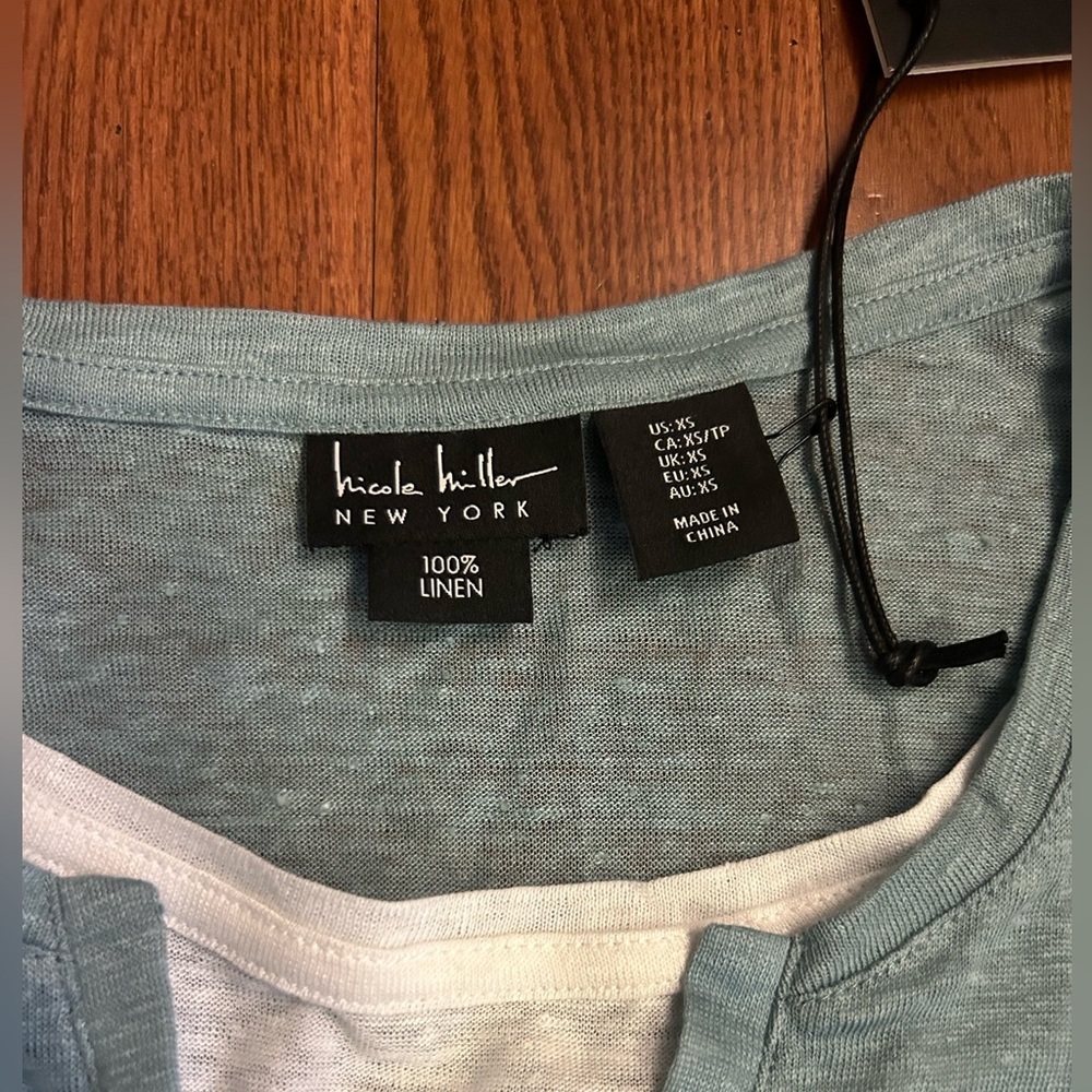 Nicole Miller 100% linen long sleeved double layer shirt. Size XS. NWT - Picture 2 of 6